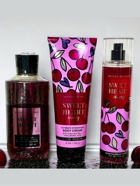 Bath & Body Works Sweetheart Cherry Lotion Shower Gel Bundle Nwt